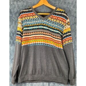 SHEIN Curve Women's Gray Multicolored Southwest Sweater‎ Size 2XL